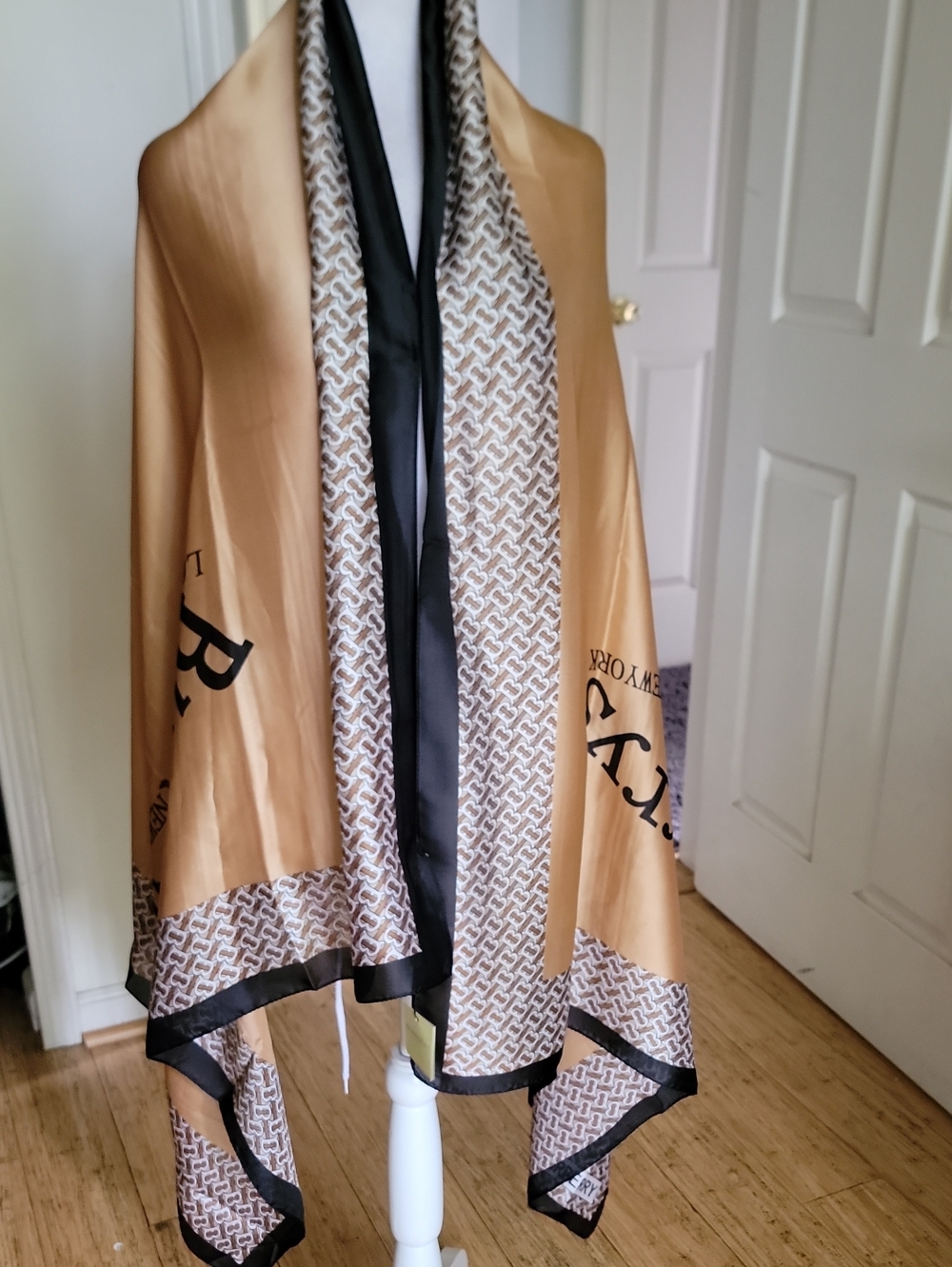 Inspired Luxury Women’s Satin Wrap - Camel/Black